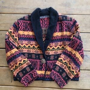 VINTAGE NEW IDENTITY AZTEC WESTERN CROPPED JACKET SZ L MADE IN INDIA